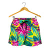 Tropical Lotus Pattern Print Women's Shorts