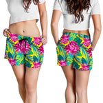 Tropical Lotus Pattern Print Women's Shorts
