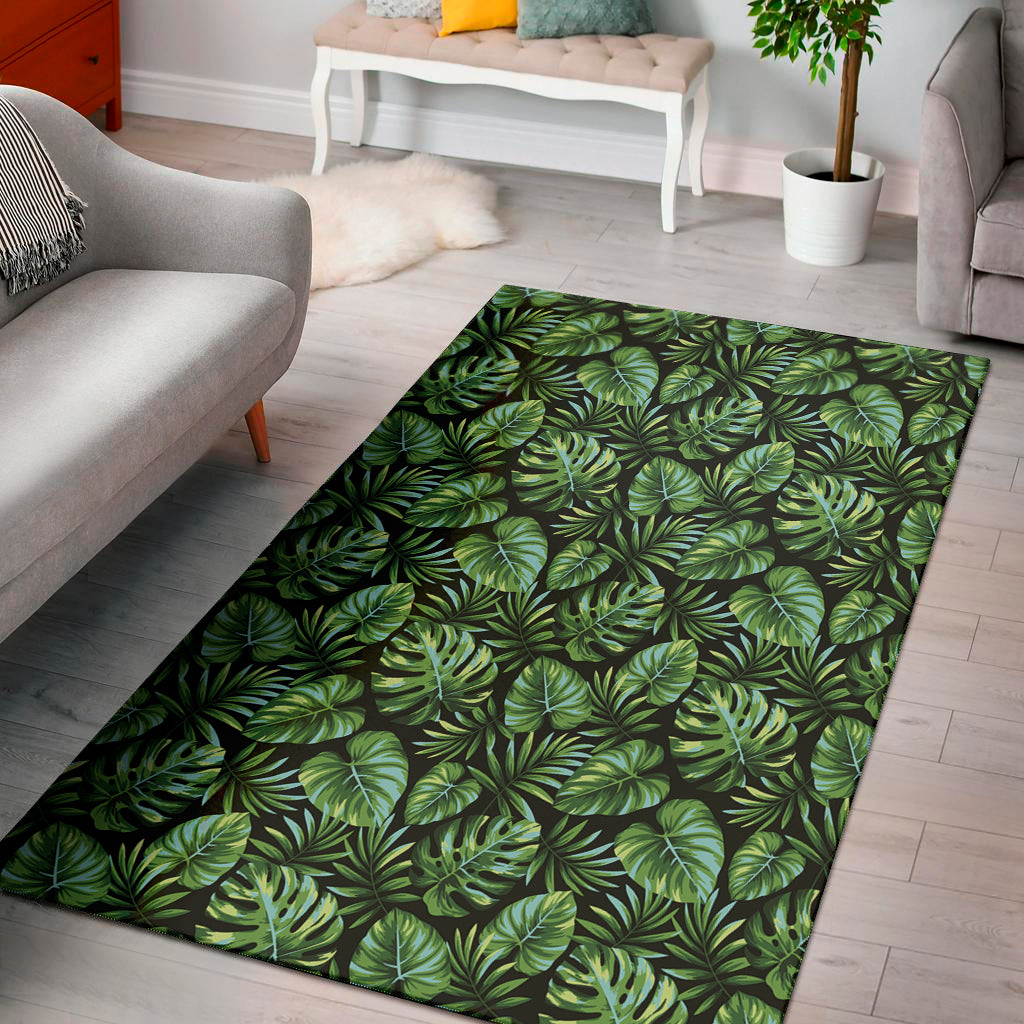 Tropical Monstera Leaves Pattern Print Area Rug