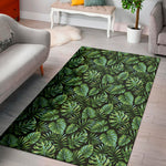 Tropical Monstera Leaves Pattern Print Area Rug