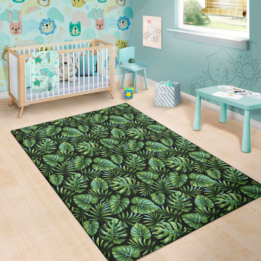 Tropical Monstera Leaves Pattern Print Area Rug