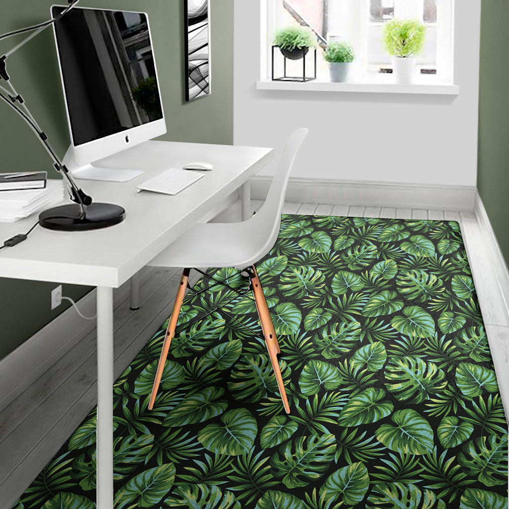 Tropical Monstera Leaves Pattern Print Area Rug