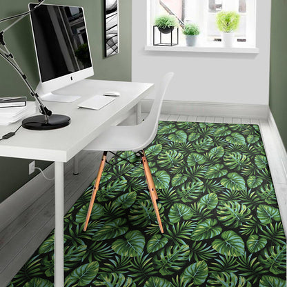 Tropical Monstera Leaves Pattern Print Area Rug