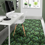 Tropical Monstera Leaves Pattern Print Area Rug