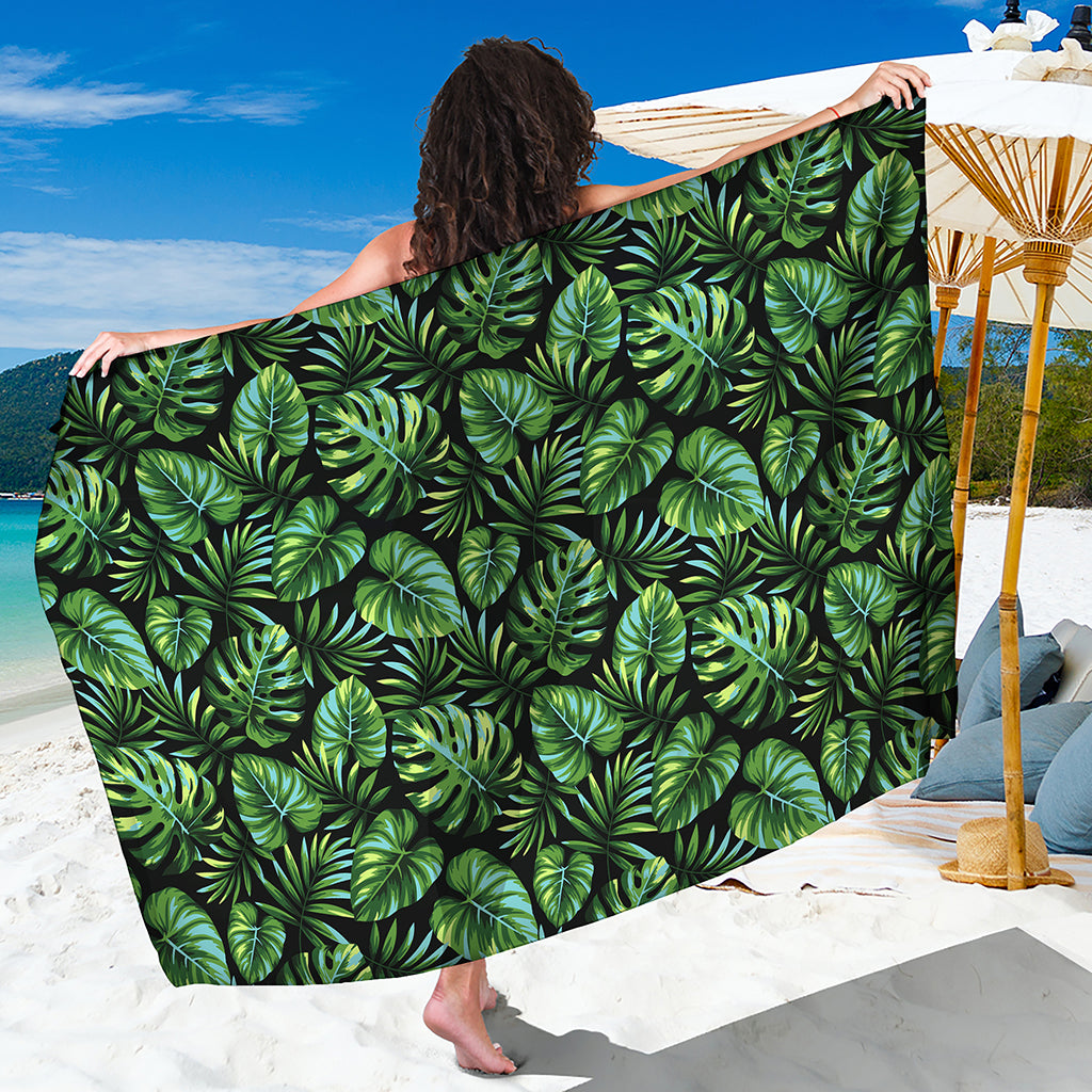 Tropical Monstera Leaves Pattern Print Beach Sarong Wrap
