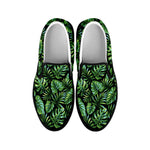 Tropical Monstera Leaves Pattern Print Black Slip On Shoes