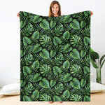 Tropical Monstera Leaves Pattern Print Blanket