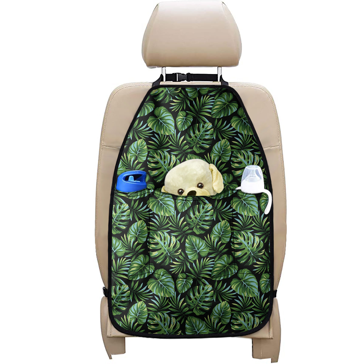 Tropical Monstera Leaves Pattern Print Car Seat Organizers
