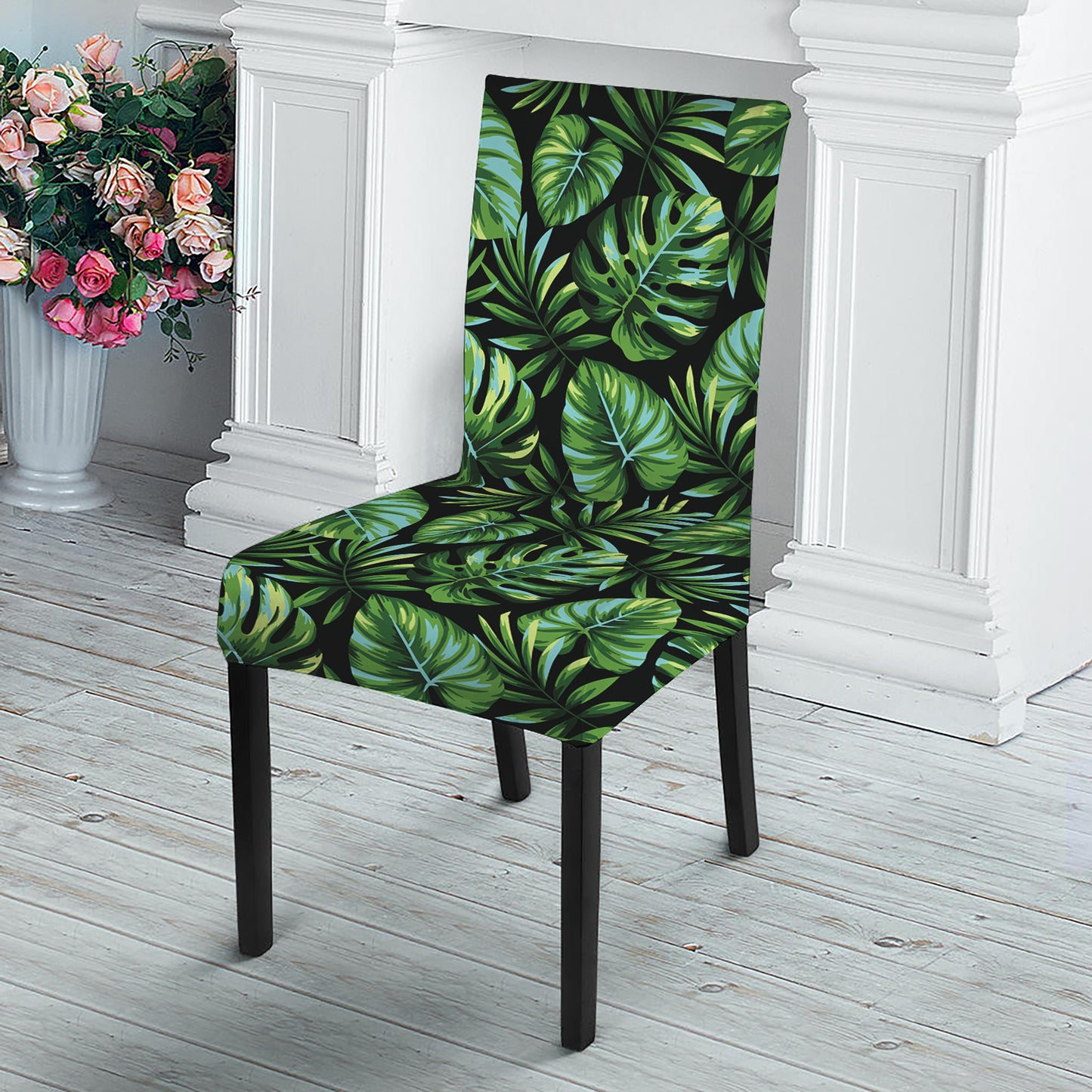 Tropical Monstera Leaves Pattern Print Dining Chair Slipcover