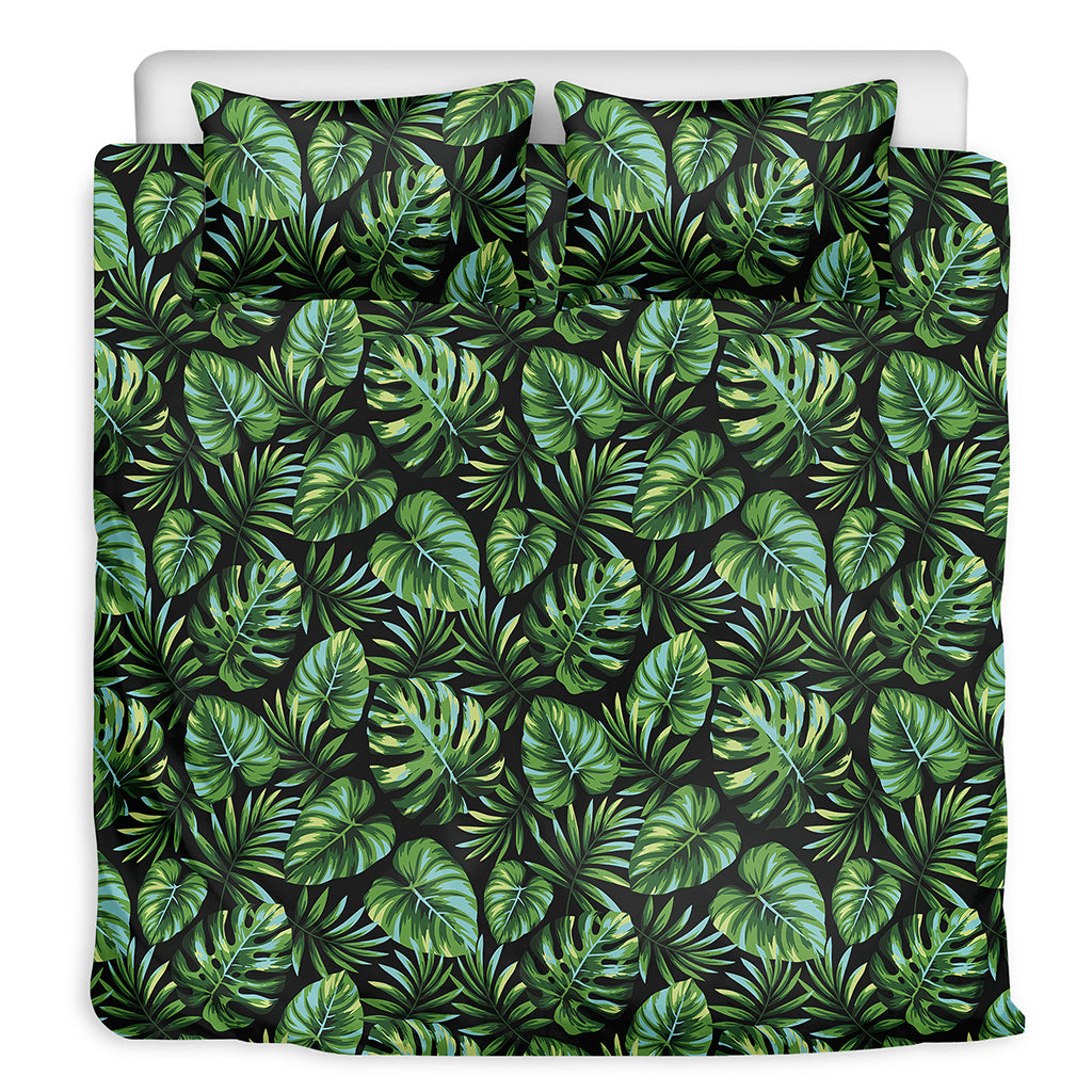 Tropical Monstera Leaves Pattern Print Duvet Cover Bedding Set
