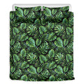 Tropical Monstera Leaves Pattern Print Duvet Cover Bedding Set