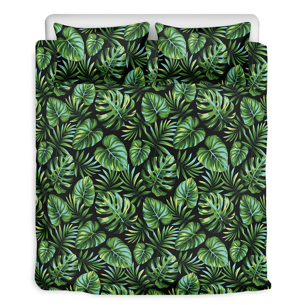Tropical Monstera Leaves Pattern Print Duvet Cover Bedding Set