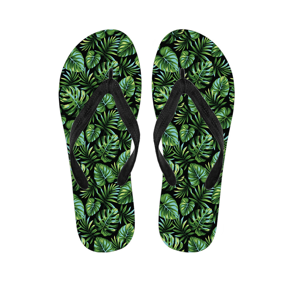 Tropical Monstera Leaves Pattern Print Flip Flops