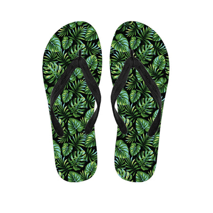 Tropical Monstera Leaves Pattern Print Flip Flops