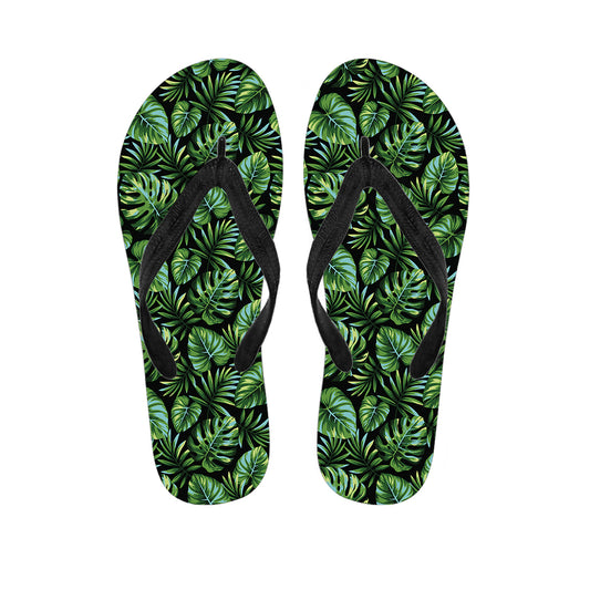 Tropical Monstera Leaves Pattern Print Flip Flops