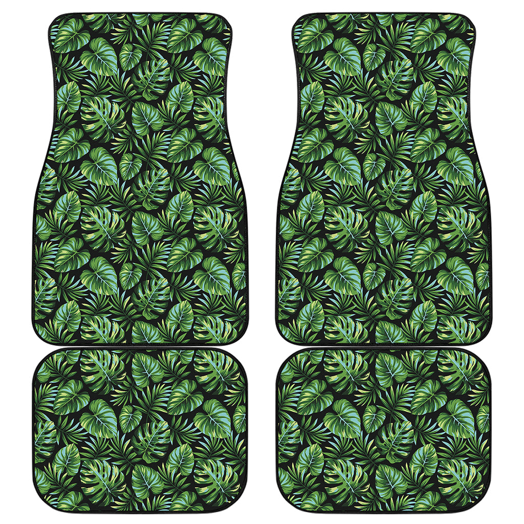Tropical Monstera Leaves Pattern Print Front and Back Car Floor Mats