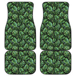 Tropical Monstera Leaves Pattern Print Front and Back Car Floor Mats