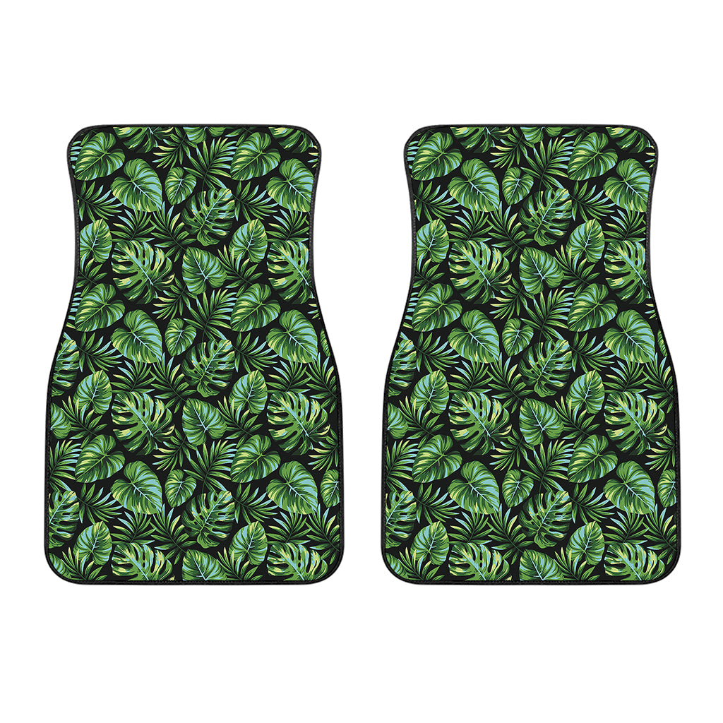 Tropical Monstera Leaves Pattern Print Front Car Floor Mats