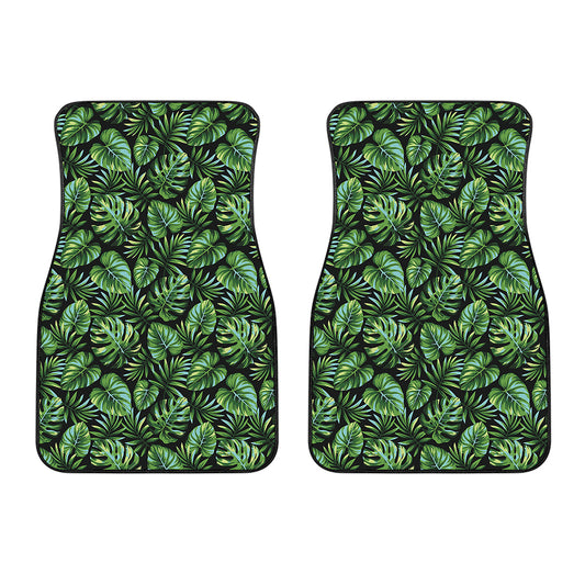 Tropical Monstera Leaves Pattern Print Front Car Floor Mats