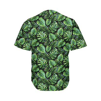 Tropical Monstera Leaves Pattern Print Men's Baseball Jersey
