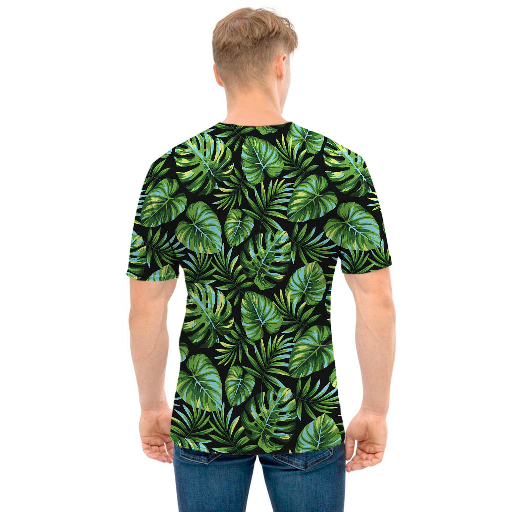 Tropical Monstera Leaves Pattern Print Men's T-Shirt