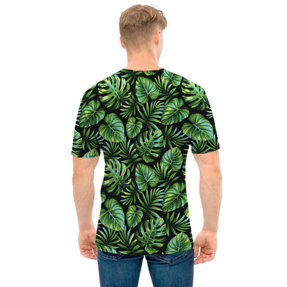 Tropical Monstera Leaves Pattern Print Men's T-Shirt