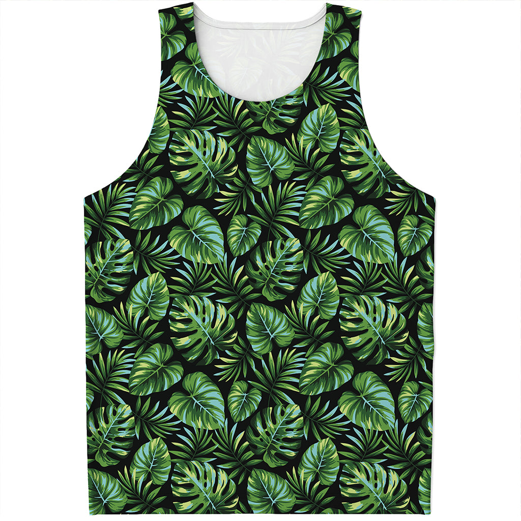 Tropical Monstera Leaves Pattern Print Men's Tank Top