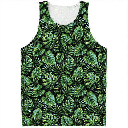 Tropical Monstera Leaves Pattern Print Men's Tank Top