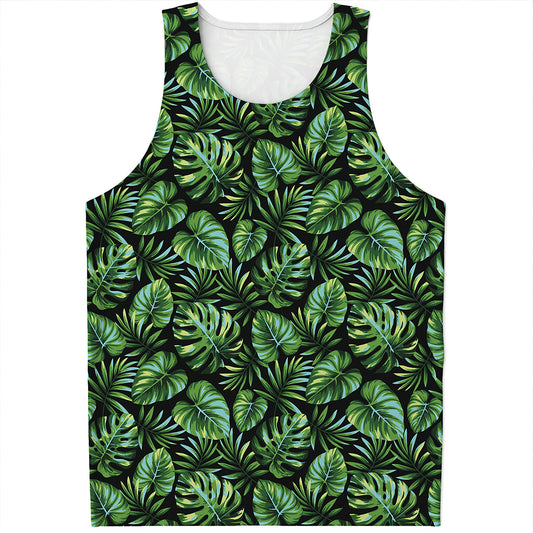 Tropical Monstera Leaves Pattern Print Men's Tank Top