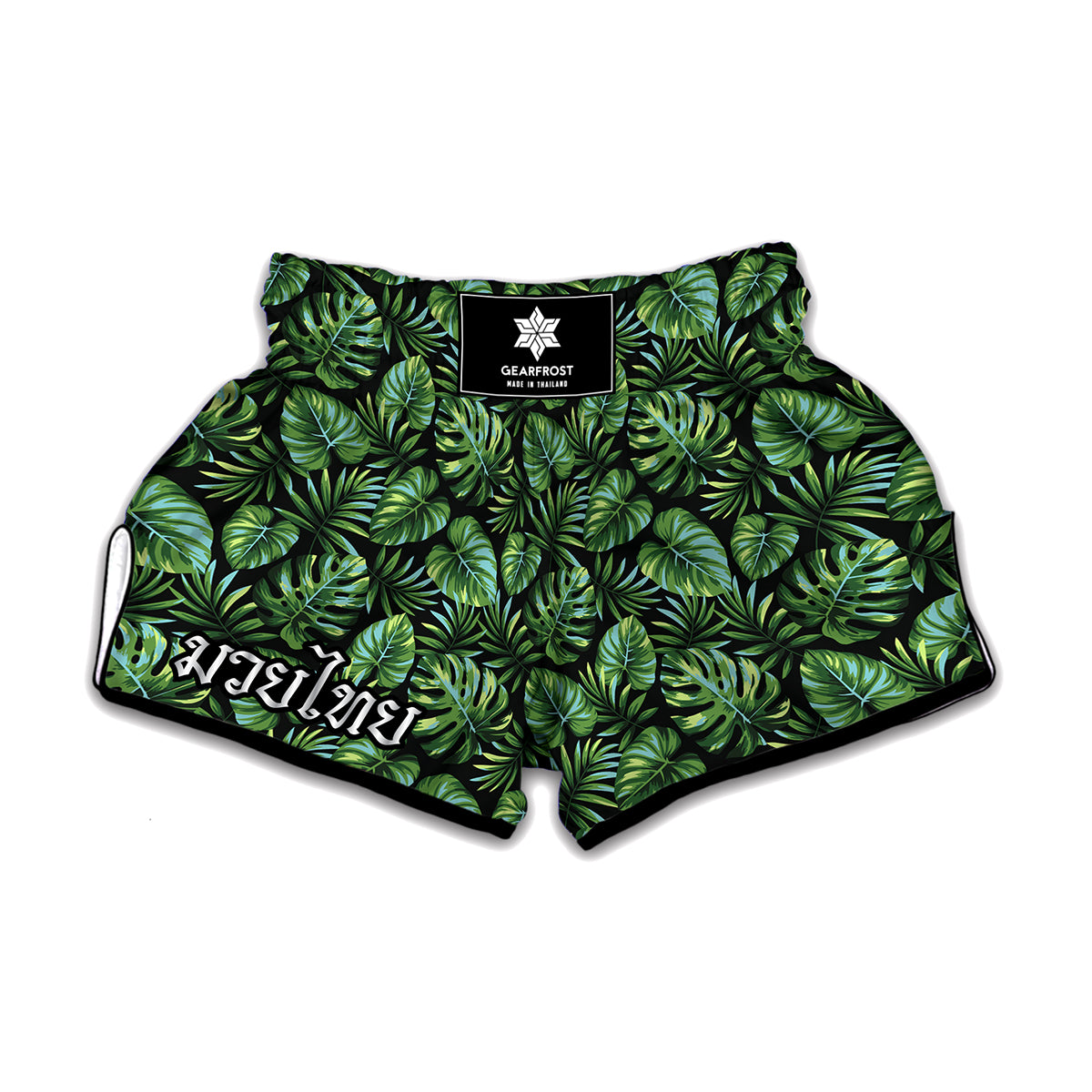 Tropical Monstera Leaves Pattern Print Muay Thai Boxing Shorts