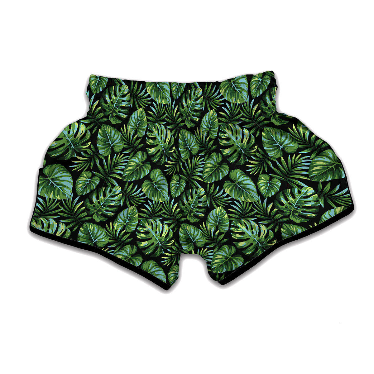 Tropical Monstera Leaves Pattern Print Muay Thai Boxing Shorts
