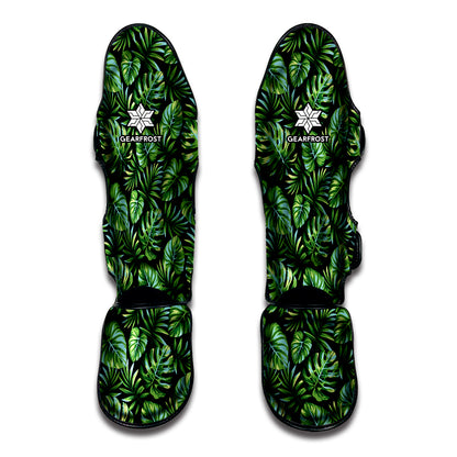 Tropical Monstera Leaves Pattern Print Muay Thai Shin Guard
