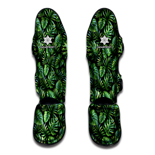 Tropical Monstera Leaves Pattern Print Muay Thai Shin Guard