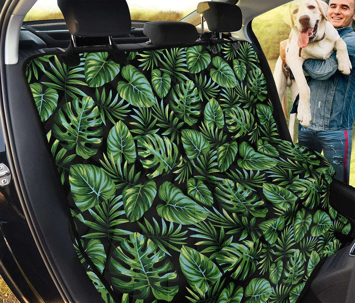 Tropical Monstera Leaves Pattern Print Pet Car Back Seat Cover