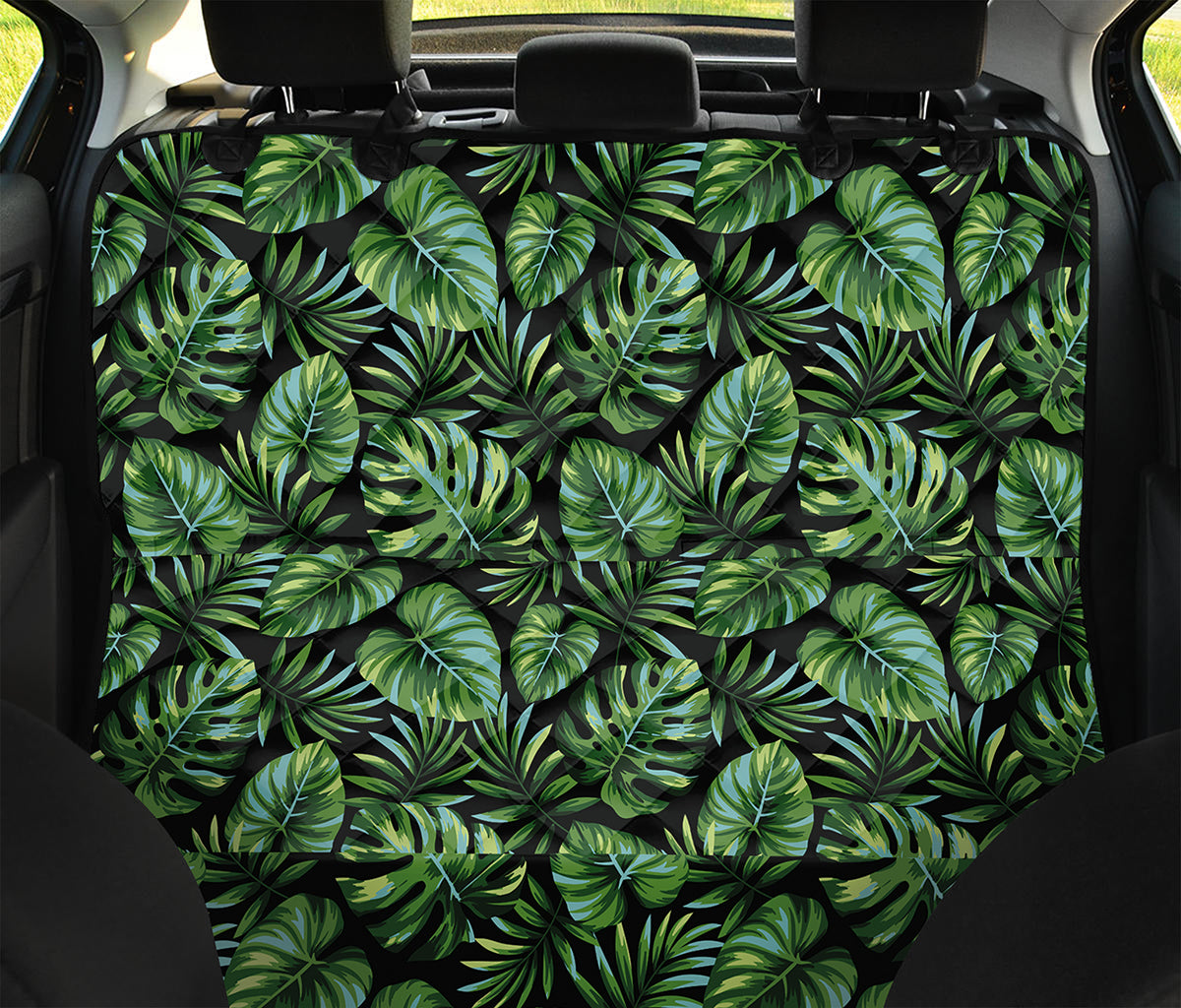 Tropical Monstera Leaves Pattern Print Pet Car Back Seat Cover