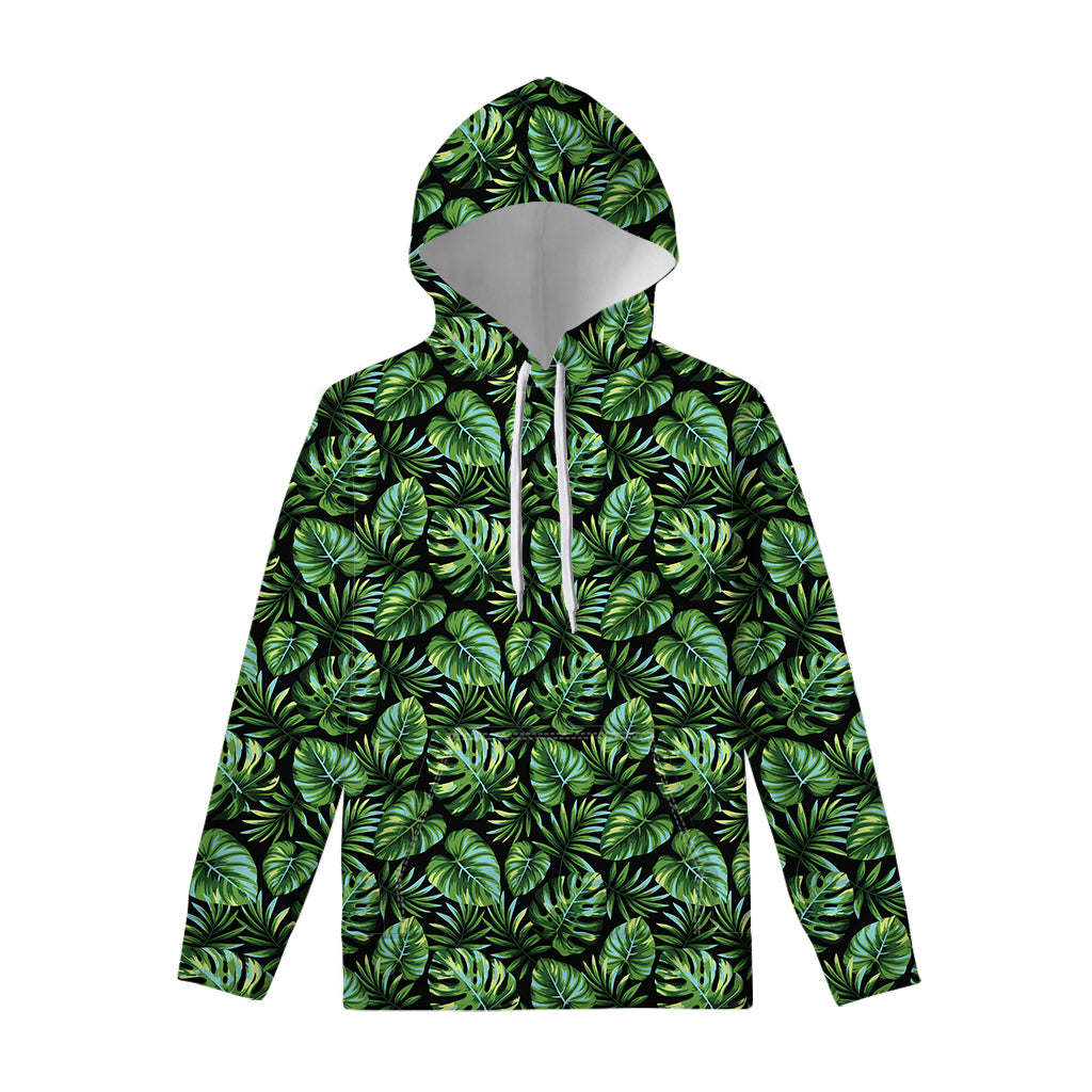 Tropical Monstera Leaves Pattern Print Pullover Hoodie
