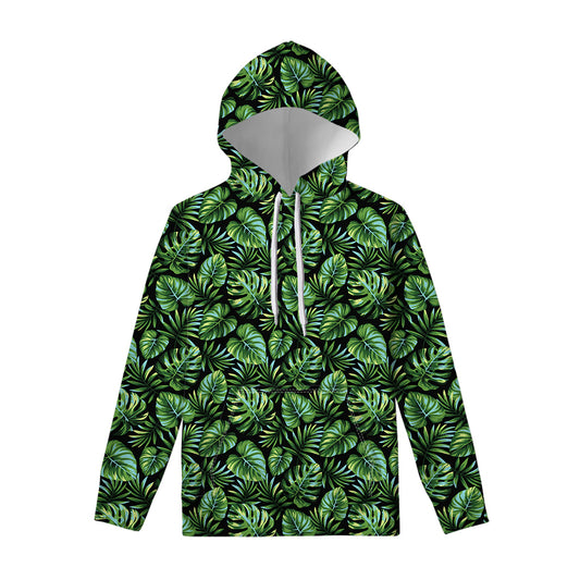 Tropical Monstera Leaves Pattern Print Pullover Hoodie
