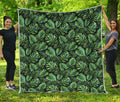 Tropical Monstera Leaves Pattern Print Quilt