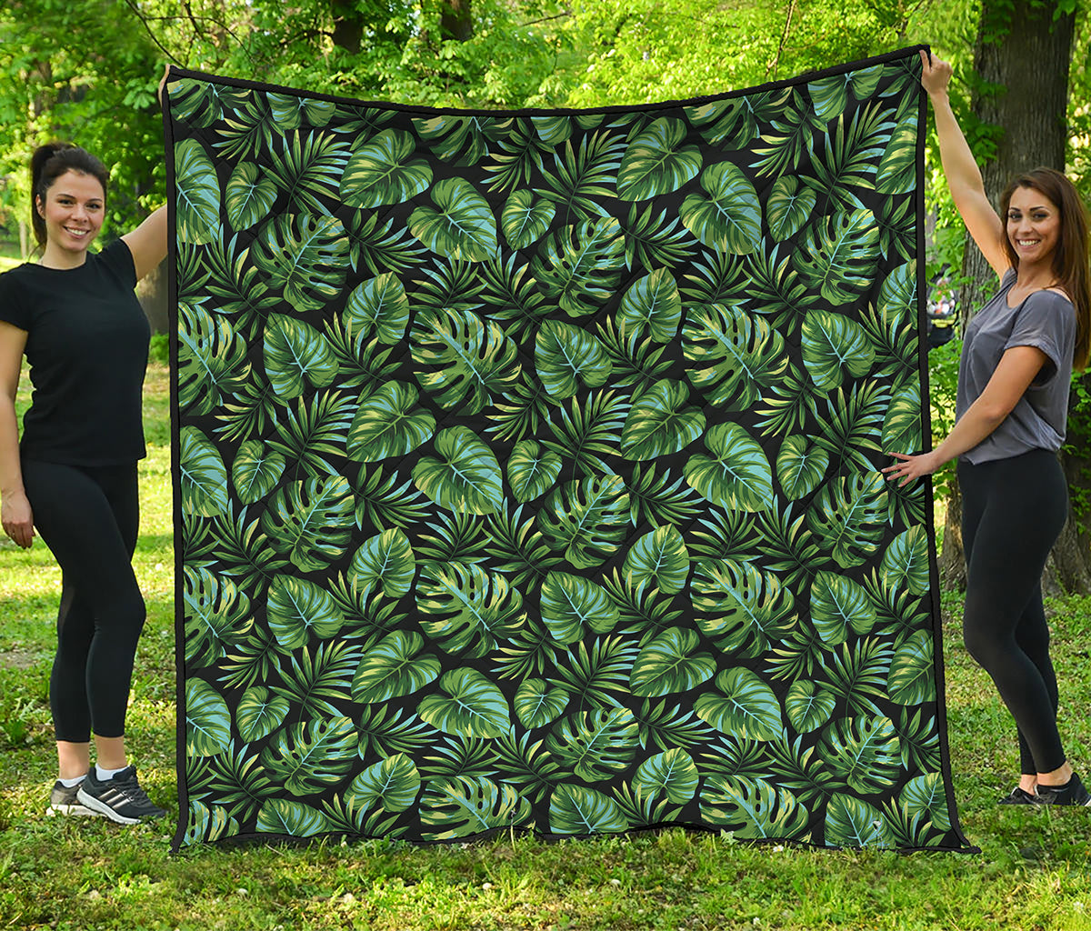 Tropical Monstera Leaves Pattern Print Quilt