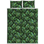 Tropical Monstera Leaves Pattern Print Quilt Bed Set