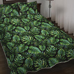 Tropical Monstera Leaves Pattern Print Quilt Bed Set