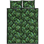 Tropical Monstera Leaves Pattern Print Quilt Bed Set
