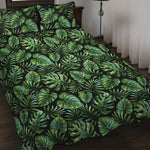 Tropical Monstera Leaves Pattern Print Quilt Bed Set