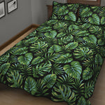 Tropical Monstera Leaves Pattern Print Quilt Bed Set