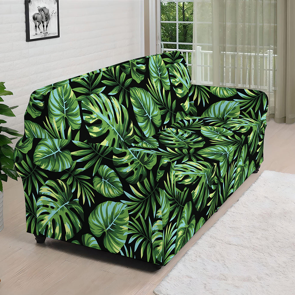 Tropical Monstera Leaves Pattern Print Sofa Cover