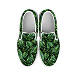 Tropical Monstera Leaves Pattern Print White Slip On Shoes