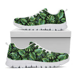 Tropical Monstera Leaves Pattern Print White Sneakers