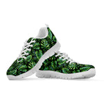 Tropical Monstera Leaves Pattern Print White Sneakers