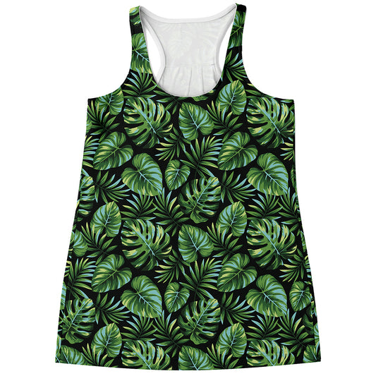 Tropical Monstera Leaves Pattern Print Women's Racerback Tank Top
