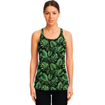 Tropical Monstera Leaves Pattern Print Women's Racerback Tank Top